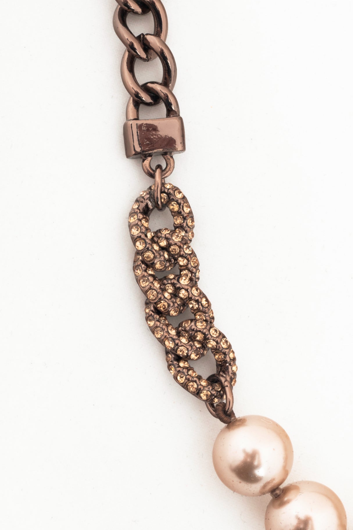 Givenchy Bronze-Tone Pearl & Crystal Chain Choker Necklace