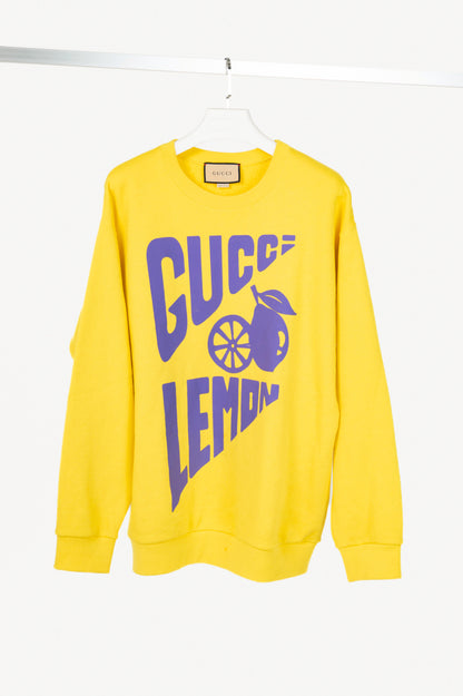 Gucci "Lime Yellow" Lemon-Print Cotton Jersey Sweatshirt