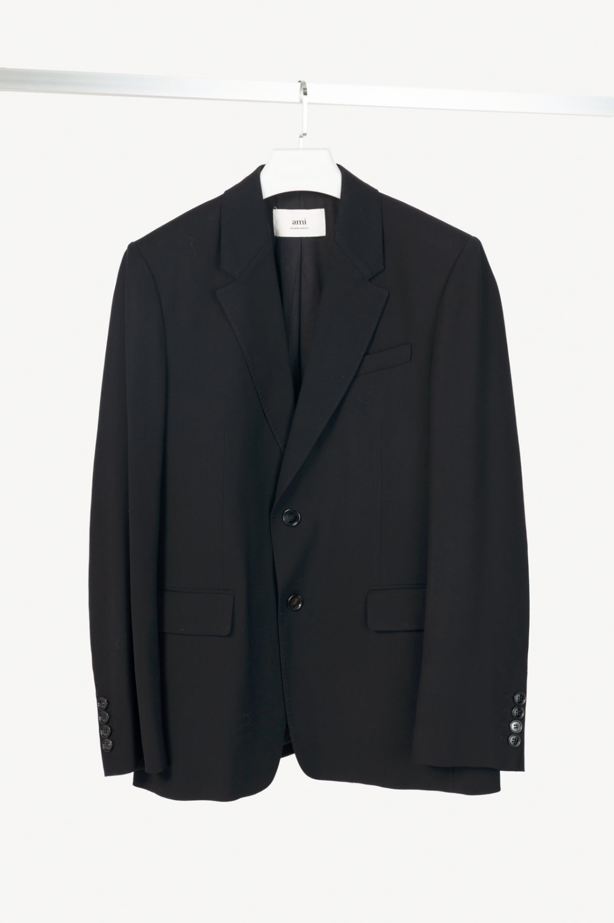AMI SS24 Black Single-Breasted Straight Jacket