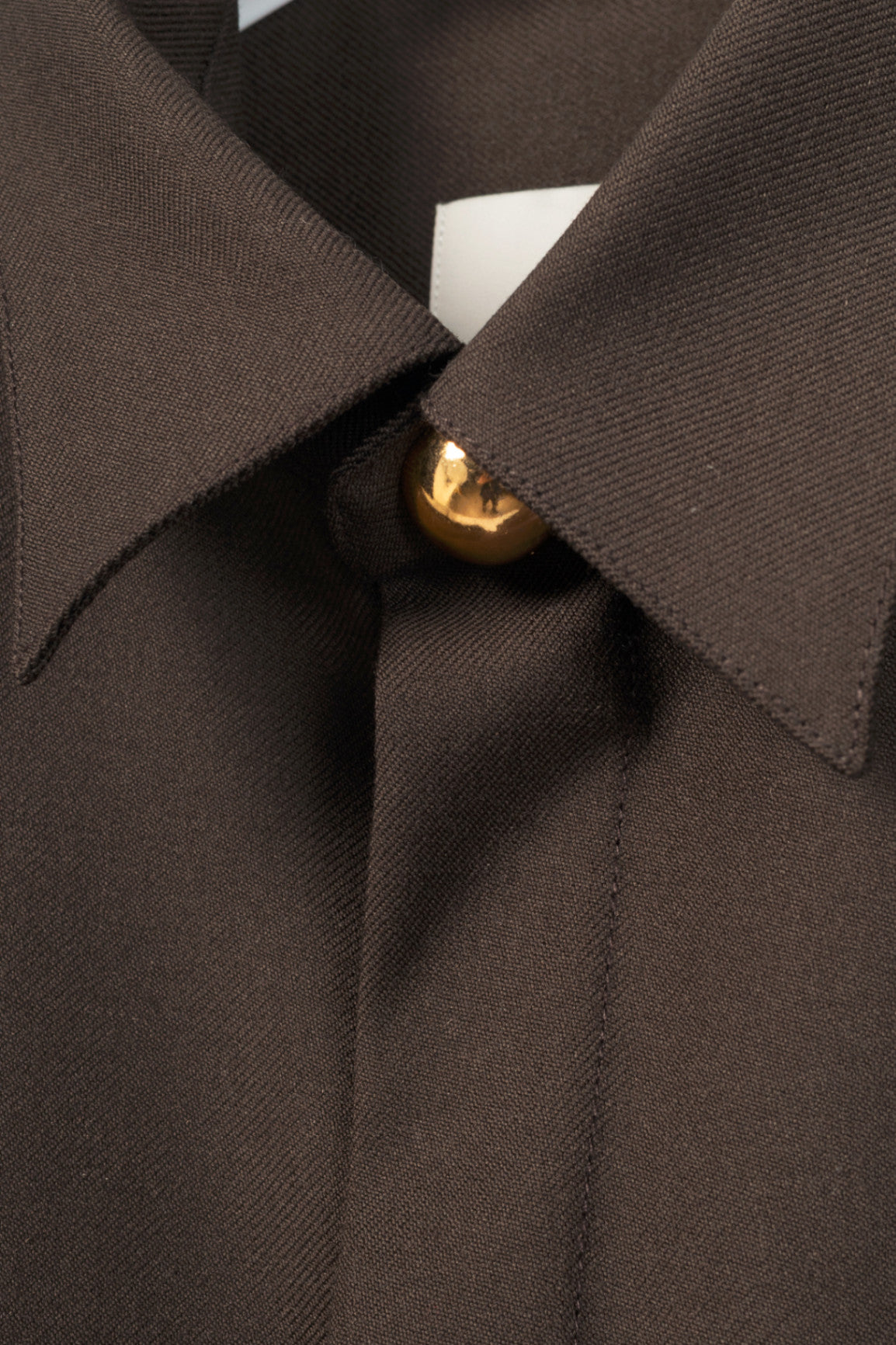 AMI AW24 Runway Dark Coffee Wool Gabardine Pintuck Shirt