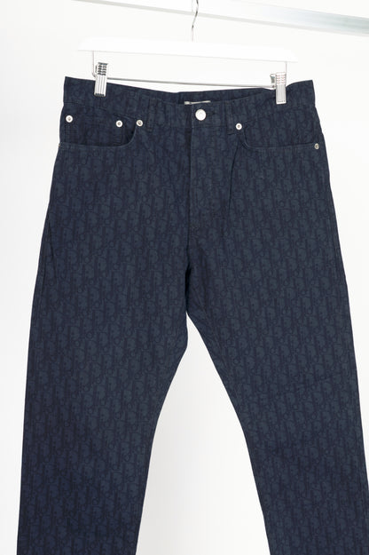 Christian Dior Slim 17-Regular Navy Oblique-Monogram Jeans