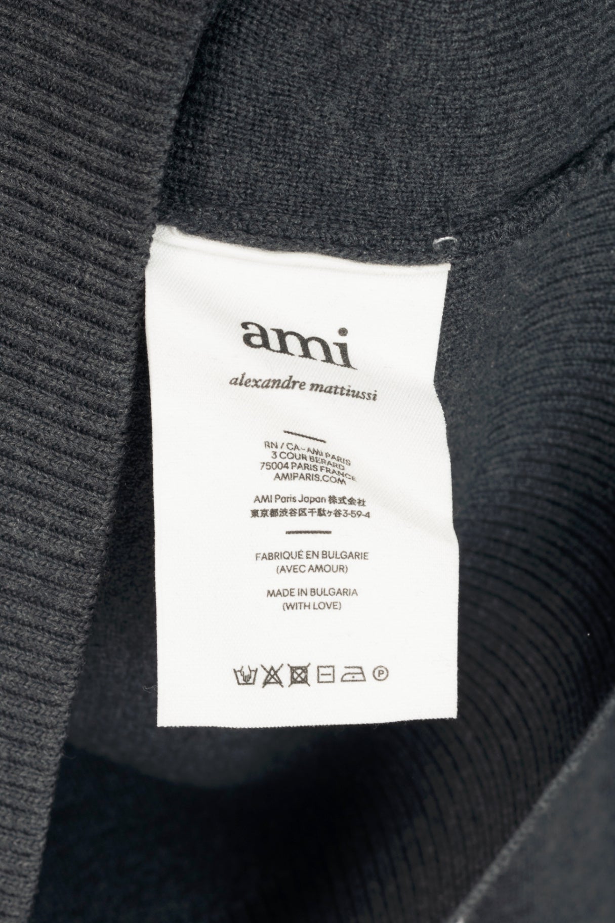 AMI Grey Wool Embroidered-Logo Crewneck Sweater