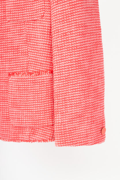 Weekend Max Mara Pink Cotton Tweed-Knit Collarless Blazer