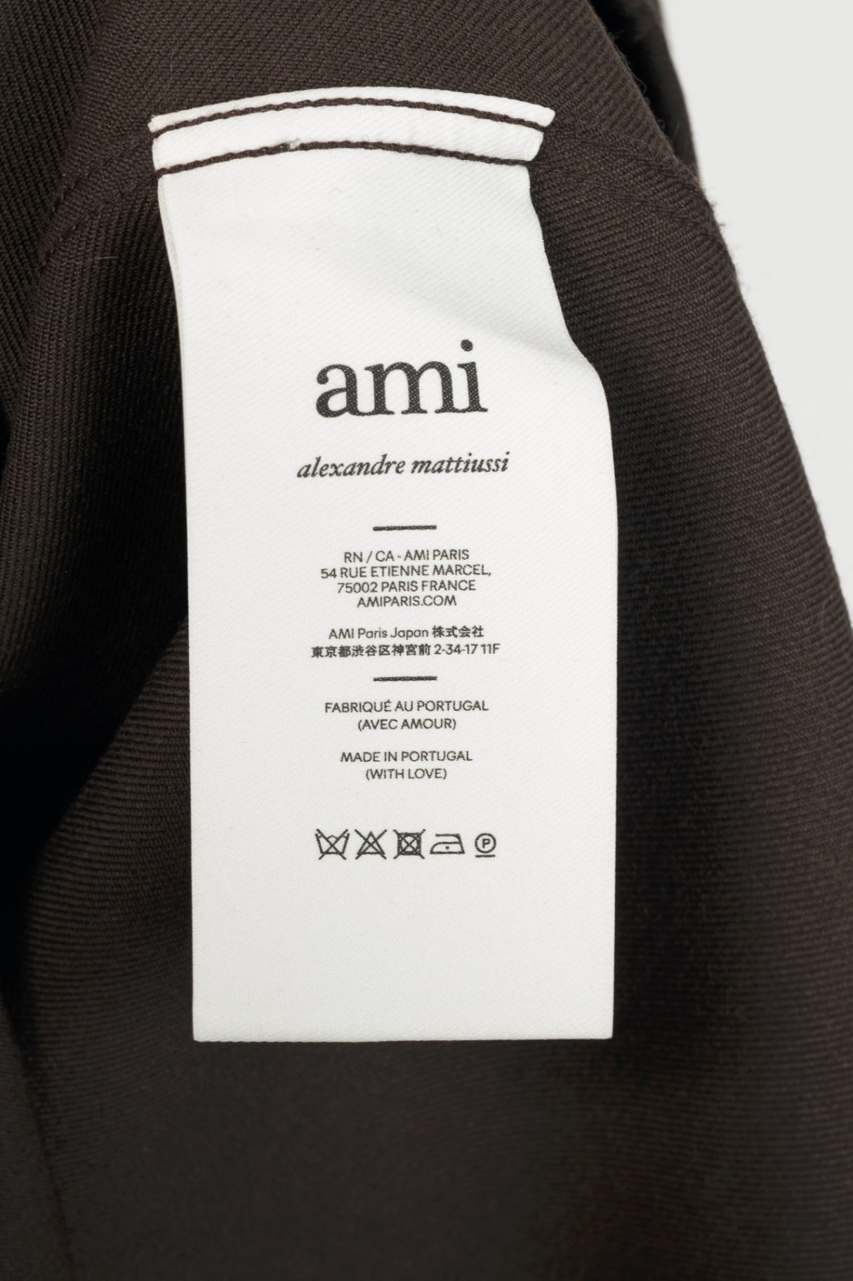 AMI AW24 Runway Dark Coffee Wool Gabardine Pintuck Shirt