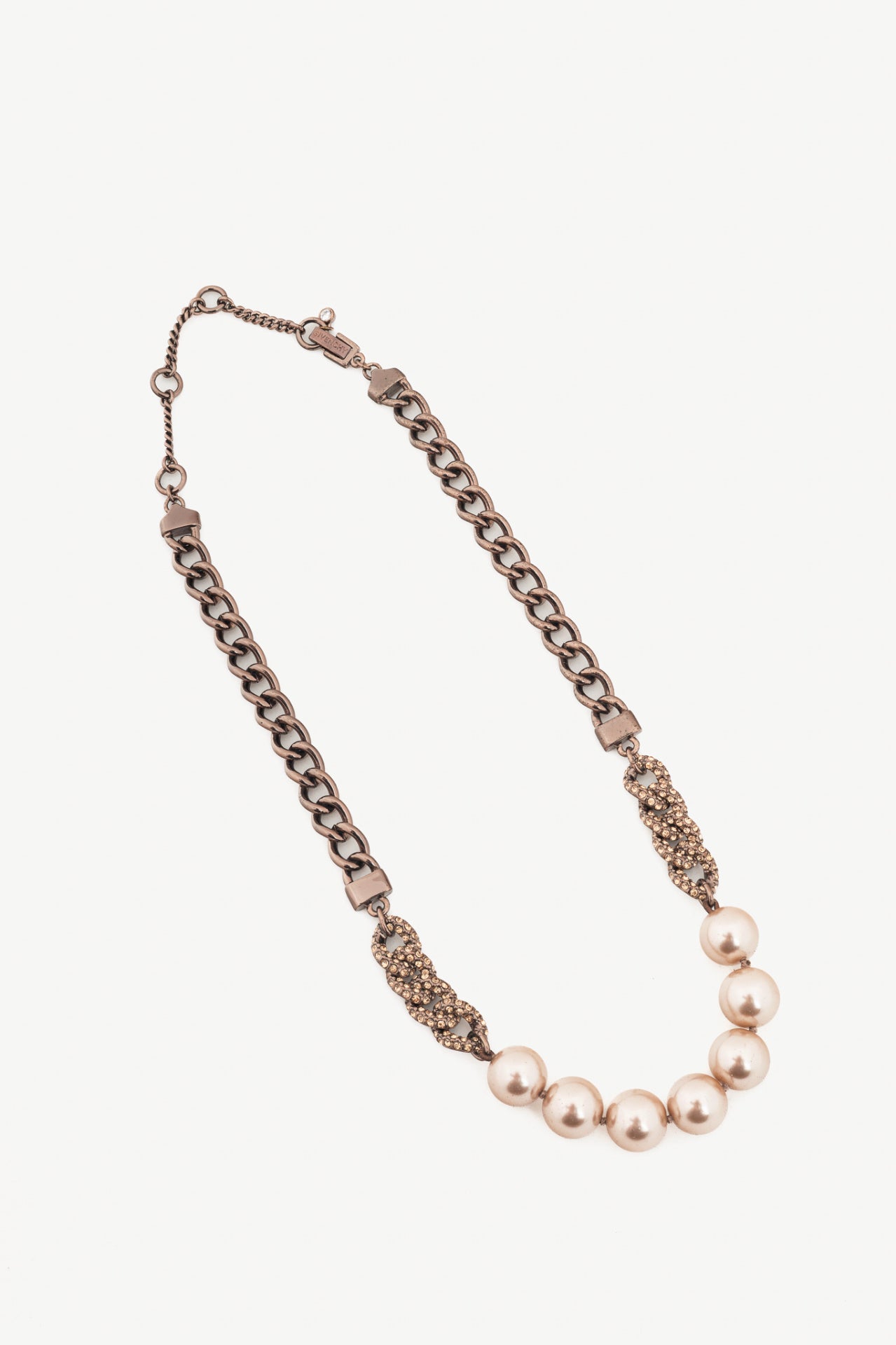 Givenchy Bronze-Tone Pearl & Crystal Chain Choker Necklace