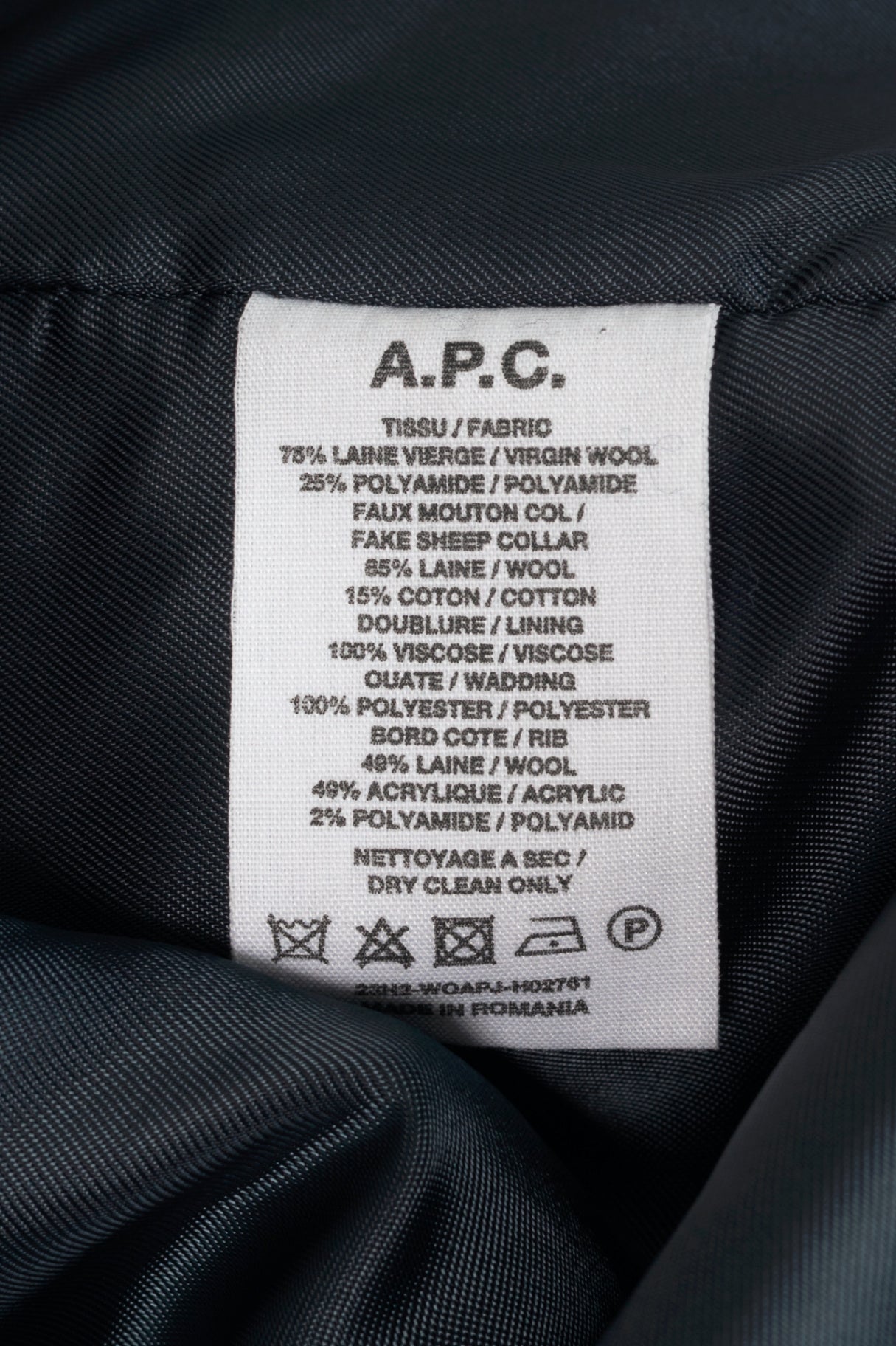 A.P.C. Ben Dark Navy Shearling-Trimmed Wool-Blend Blouson Jacket