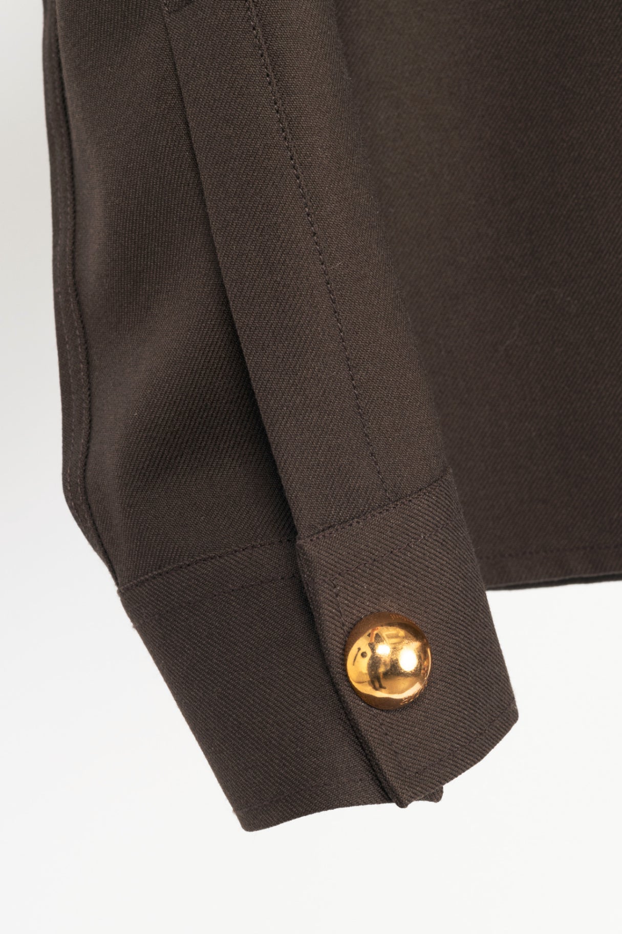 AMI AW24 Runway Dark Coffee Wool Gabardine Pintuck Shirt