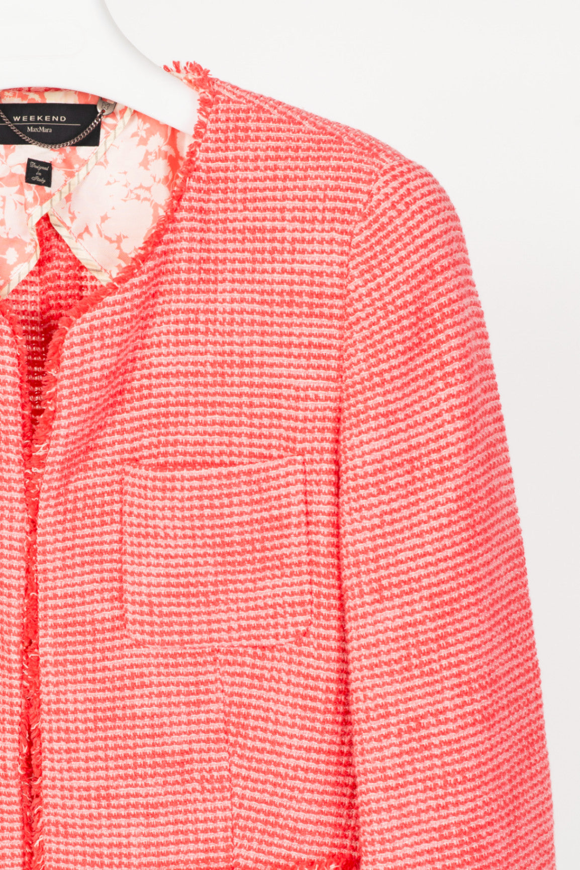 Weekend Max Mara Pink Cotton Tweed-Knit Collarless Blazer