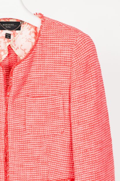 Weekend Max Mara Pink Cotton Tweed-Knit Collarless Blazer