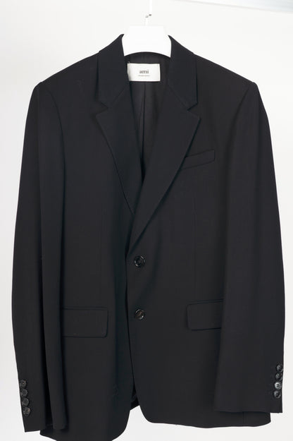 AMI SS24 Black Single-Breasted Straight Jacket