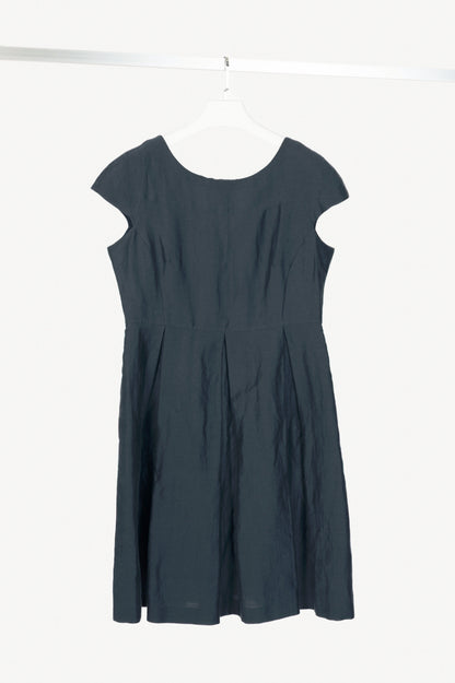 Weekend Max Mara Blue Linen-Shantung Pleated Dress