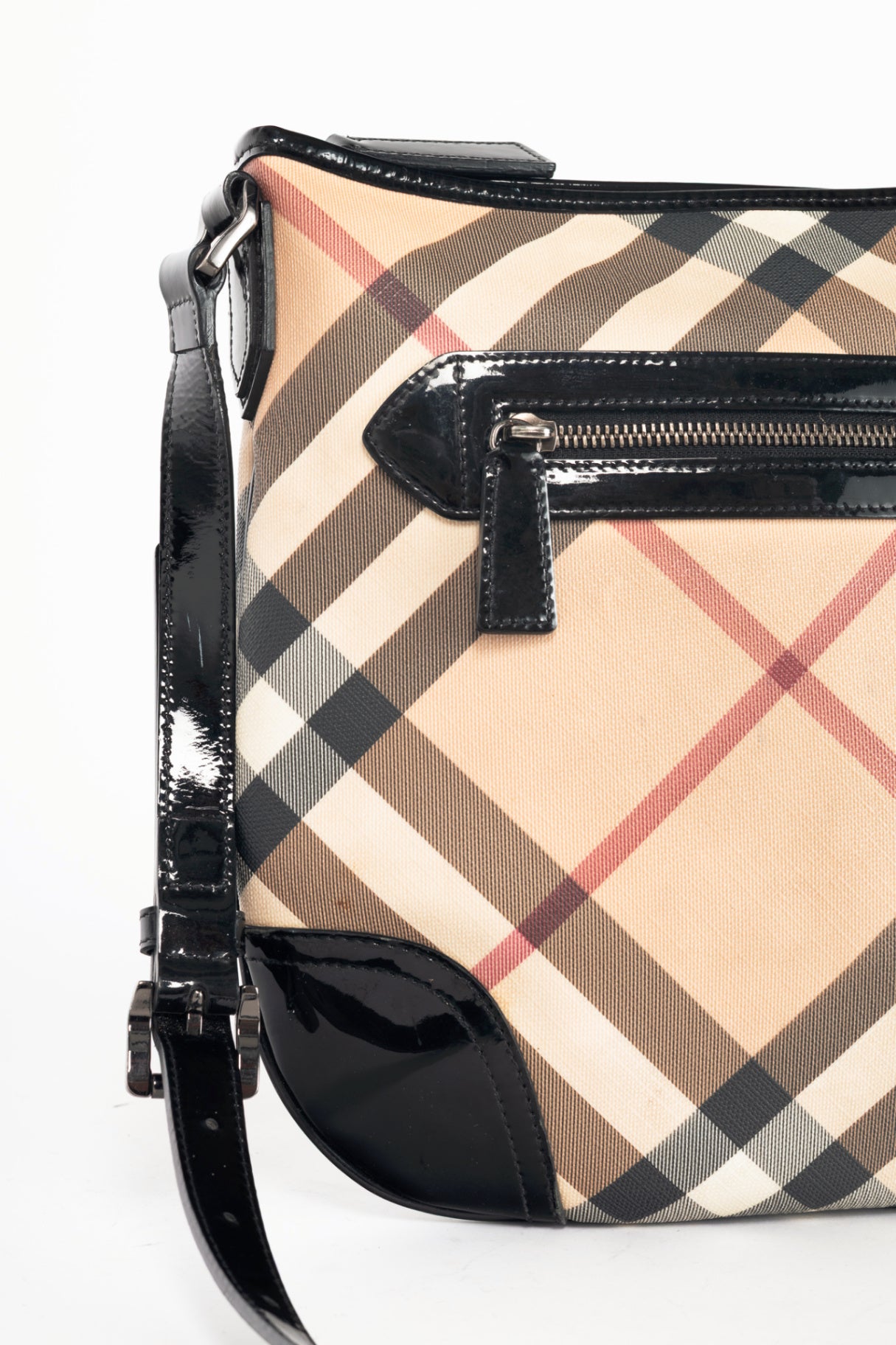 Burberry Dryden Nova Check Patent-Leather-Trim Crossbody