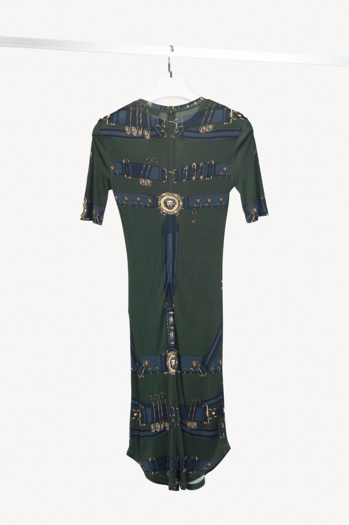 Versus Versace Olive Harness-Print Jersey Dress 