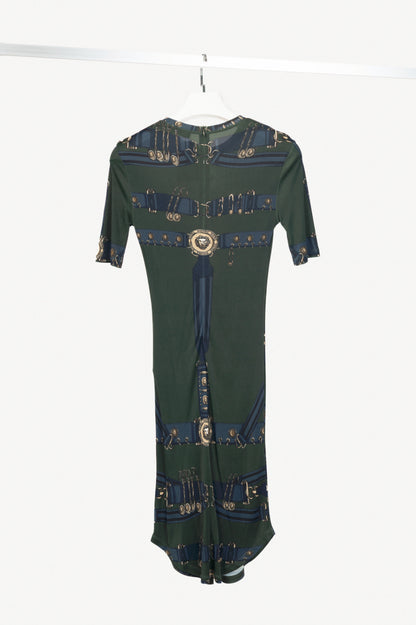 Versus Versace Olive Harness-Print Jersey Dress 