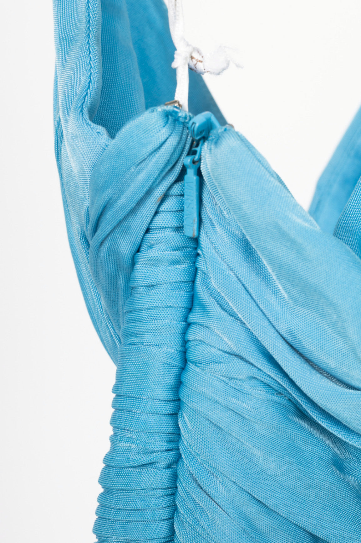Versace Blue Viscose-Jersey Hardware-Racerback Mini Dress