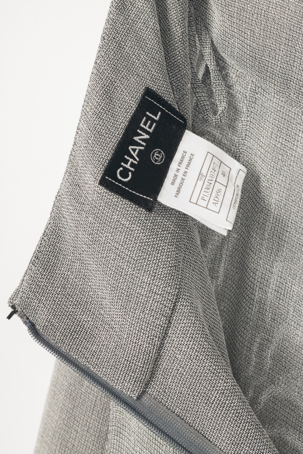 Chanel 99P Grey Viscose-Blend Slit-Hem Midi Skirt