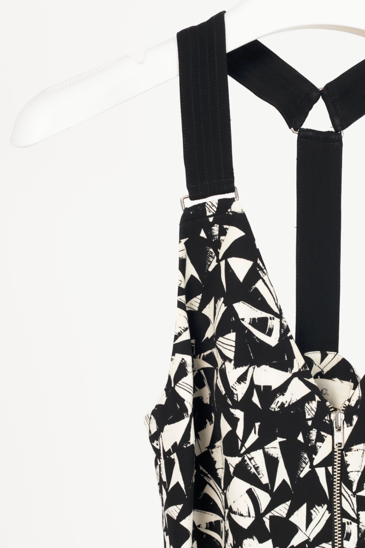 A.L.C. Patti Black & White Fan-Print Silk Zip Maxi Dress