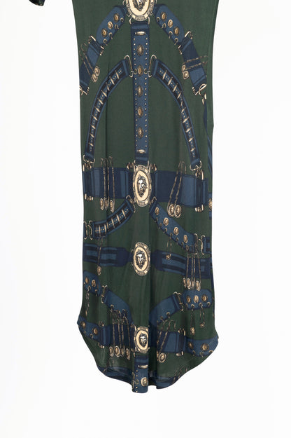 Versus Versace Olive Harness-Print Jersey Dress 