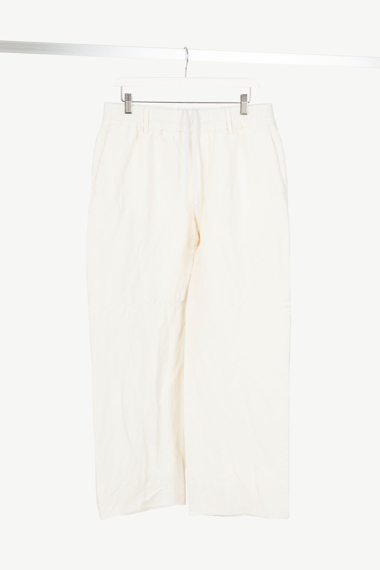 Burberry SS24 Runway White Paper-Blend Drawstring Trousers