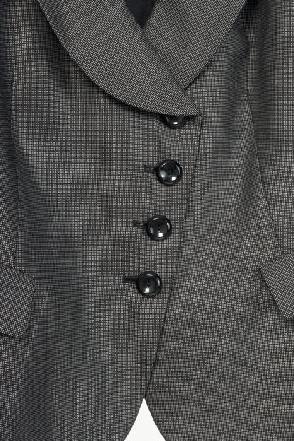 Armani Collezioni Grey Wool-Blend Single-Breasted Blazer