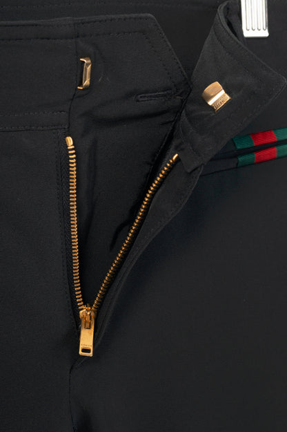 Gucci Black Twill Web-Trim Ankle-Length Riding Pants