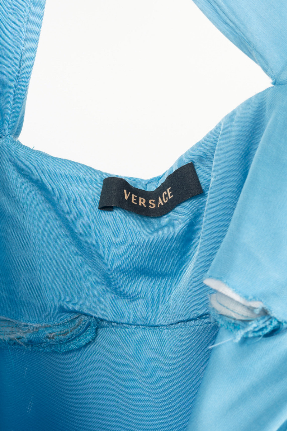 Versace Blue Viscose-Jersey Hardware-Racerback Mini Dress