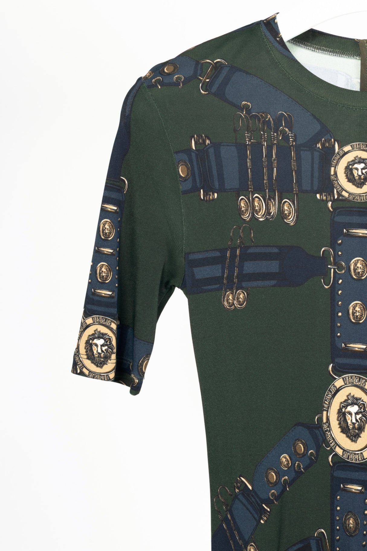 Versus Versace Olive Harness-Print Jersey Dress 