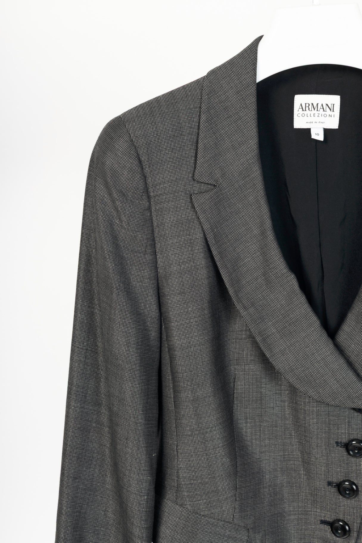 Armani Collezioni Grey Wool-Blend Single-Breasted Blazer