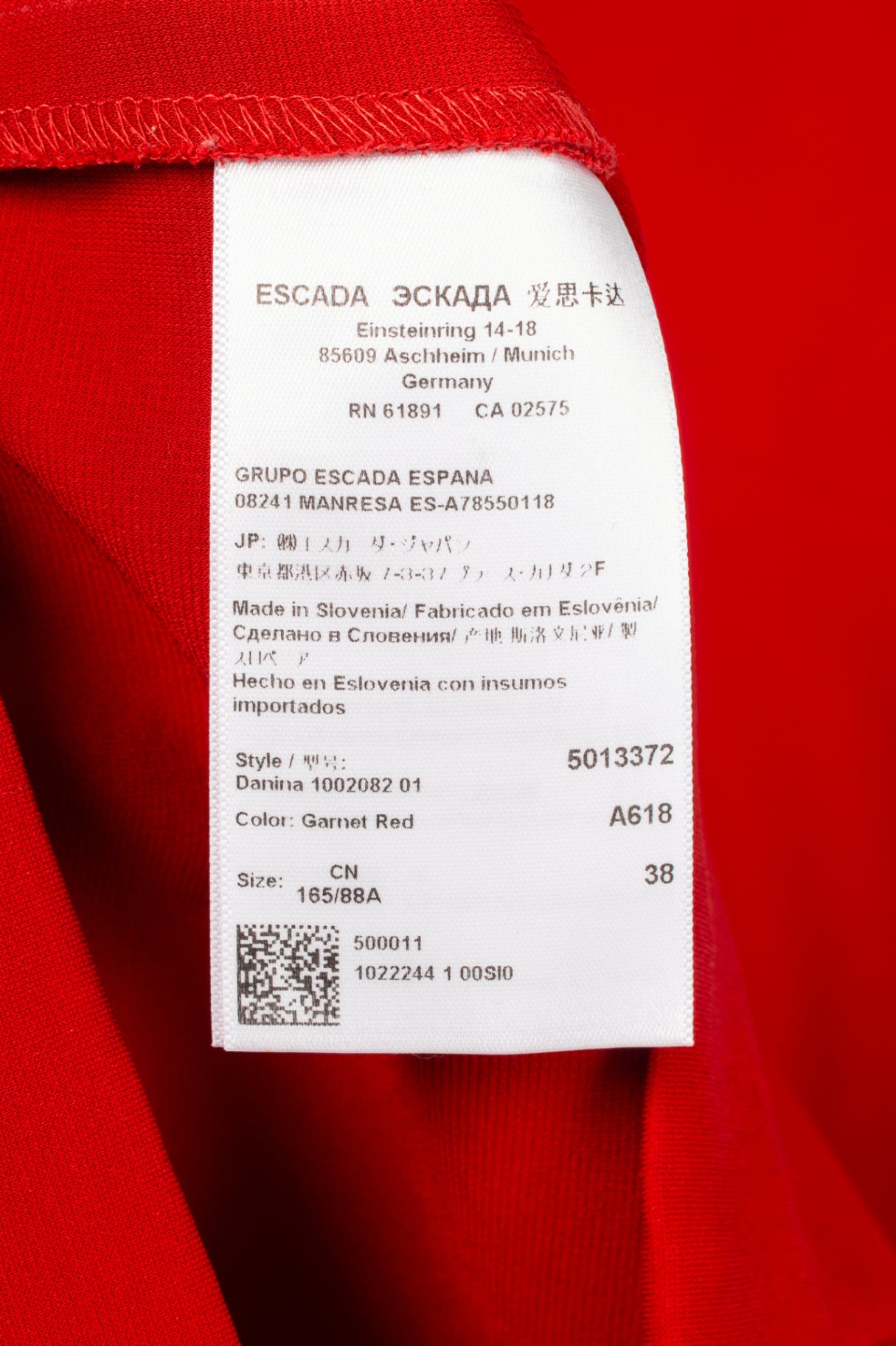 Escada Danina Garnet Red Jersey Knotted Sheath Dress