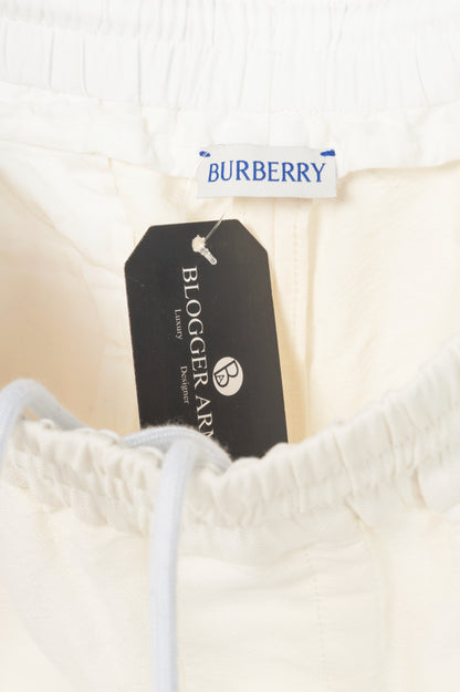 Burberry SS24 Runway White Paper-Blend Drawstring Trousers