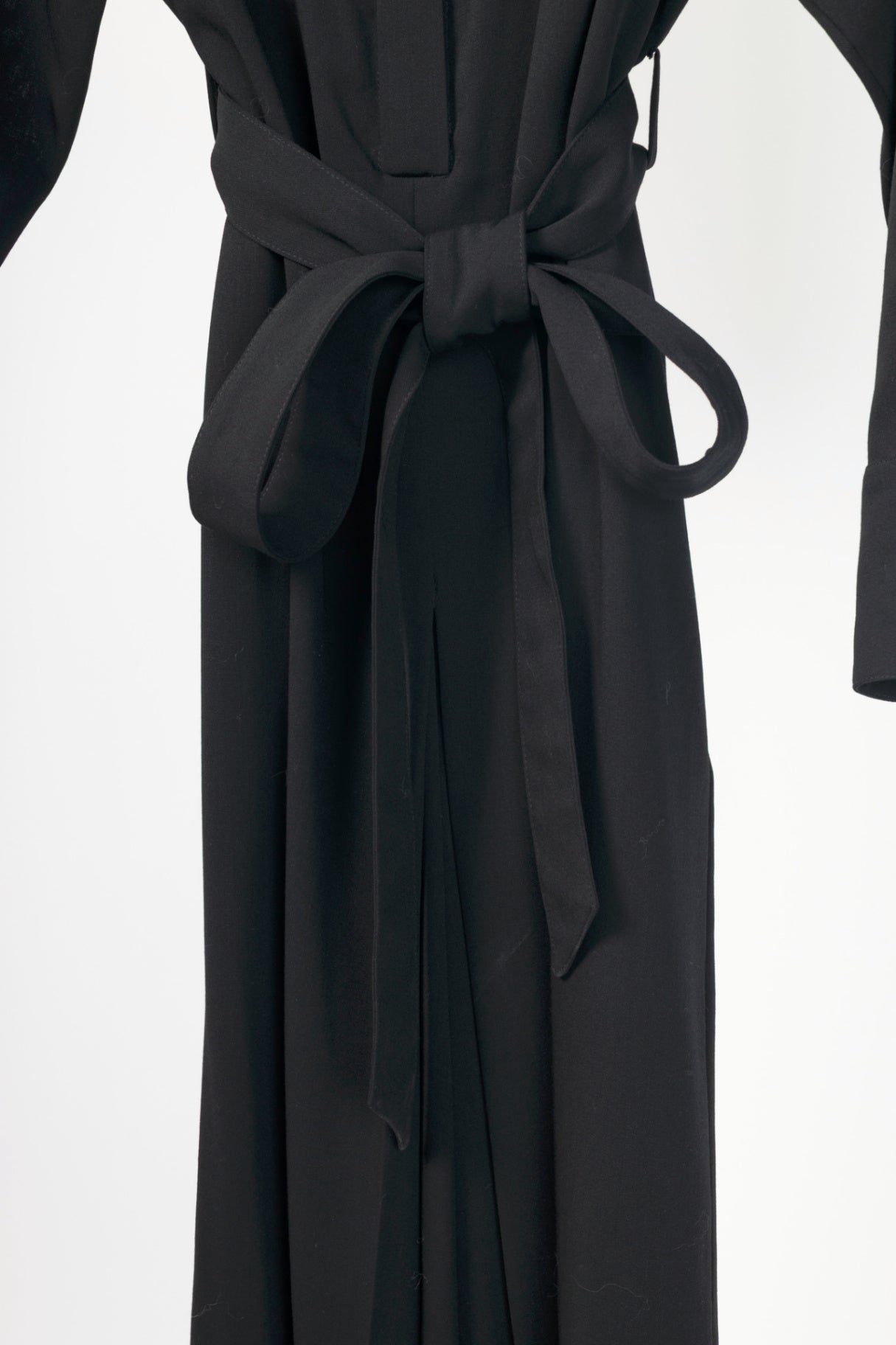 AMI Black Wool-Crepe Belted Cropped Jumpsuit