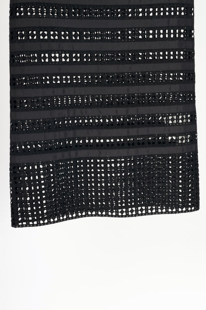 Sacai Luck Black Cotton Eyelet Lace Mini Shift Dress