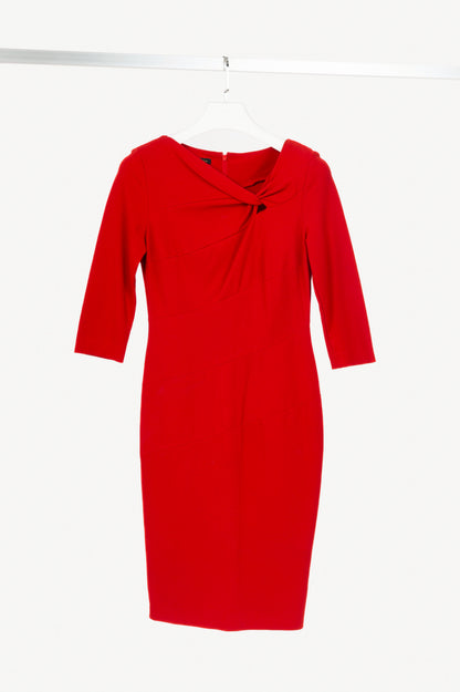 Escada Danina Garnet Red Jersey Knotted Sheath Dress