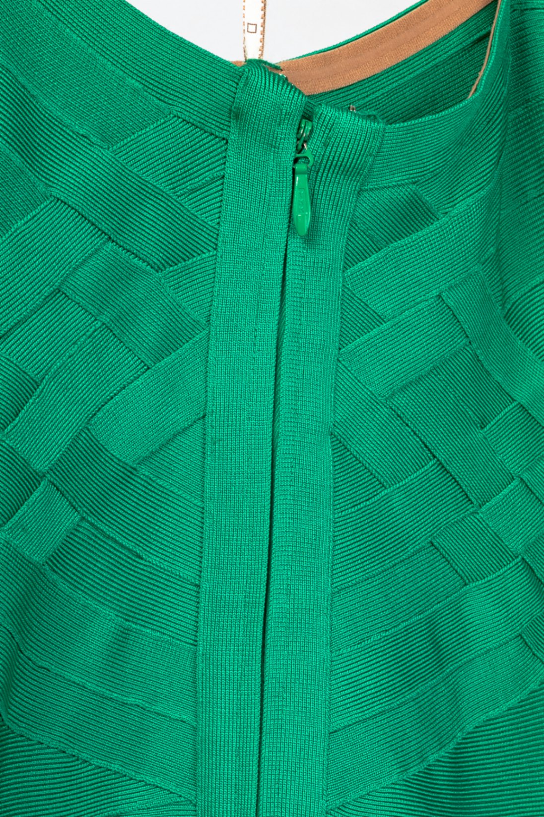 Herve Leger Green Silk Strapless Bandage Gown