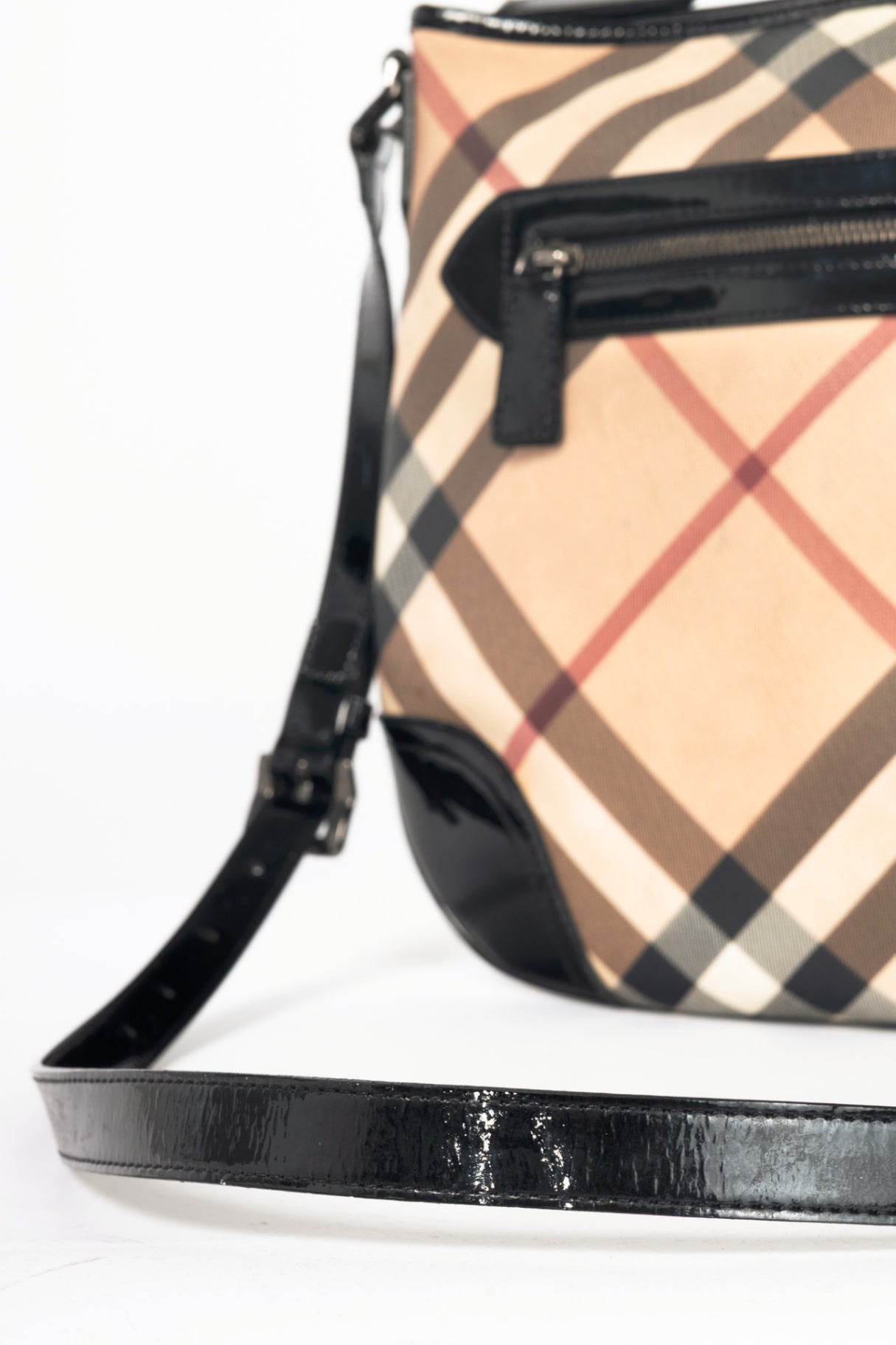 Burberry Dryden Nova Check Patent-Leather-Trim Crossbody