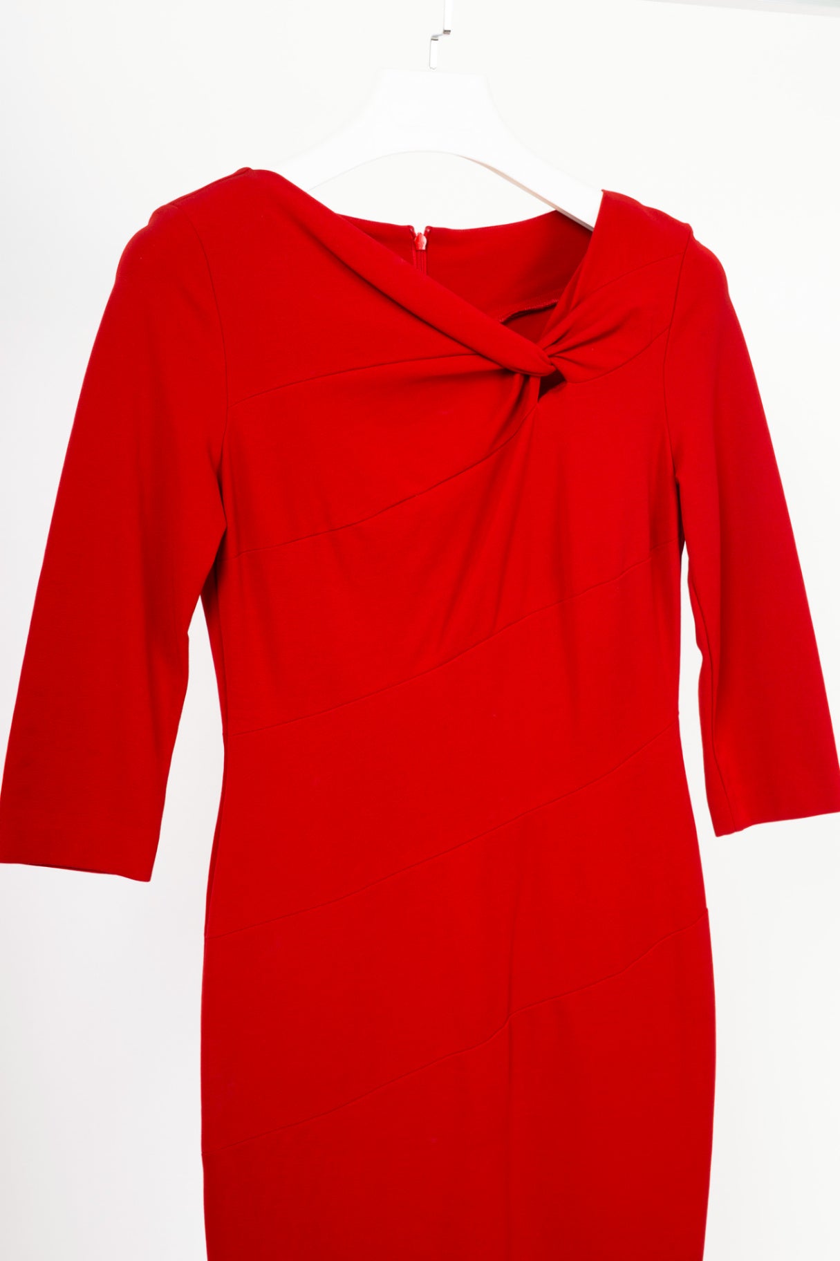 Escada Danina Garnet Red Jersey Knotted Sheath Dress