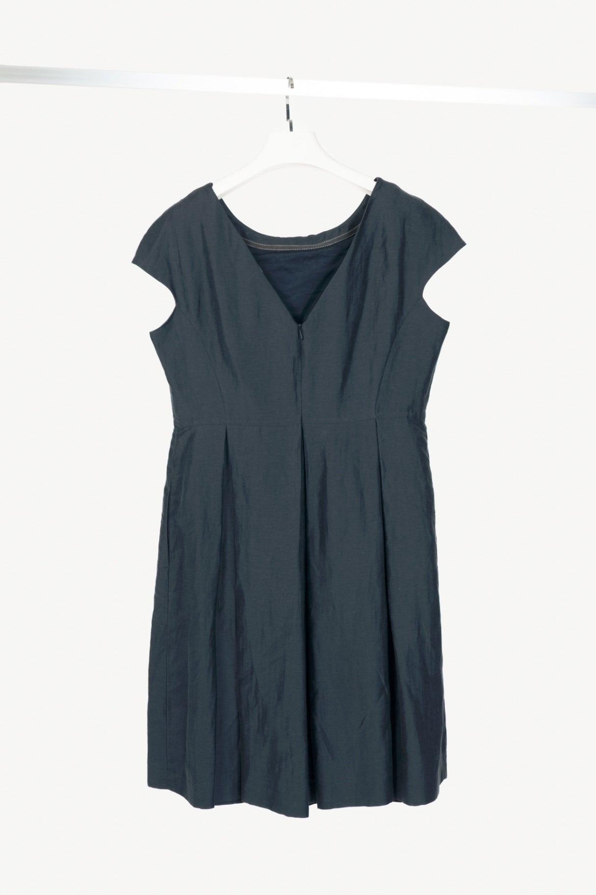 Weekend Max Mara Blue Linen-Shantung Pleated Dress