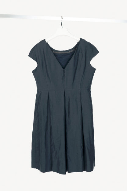 Weekend Max Mara Blue Linen-Shantung Pleated Dress