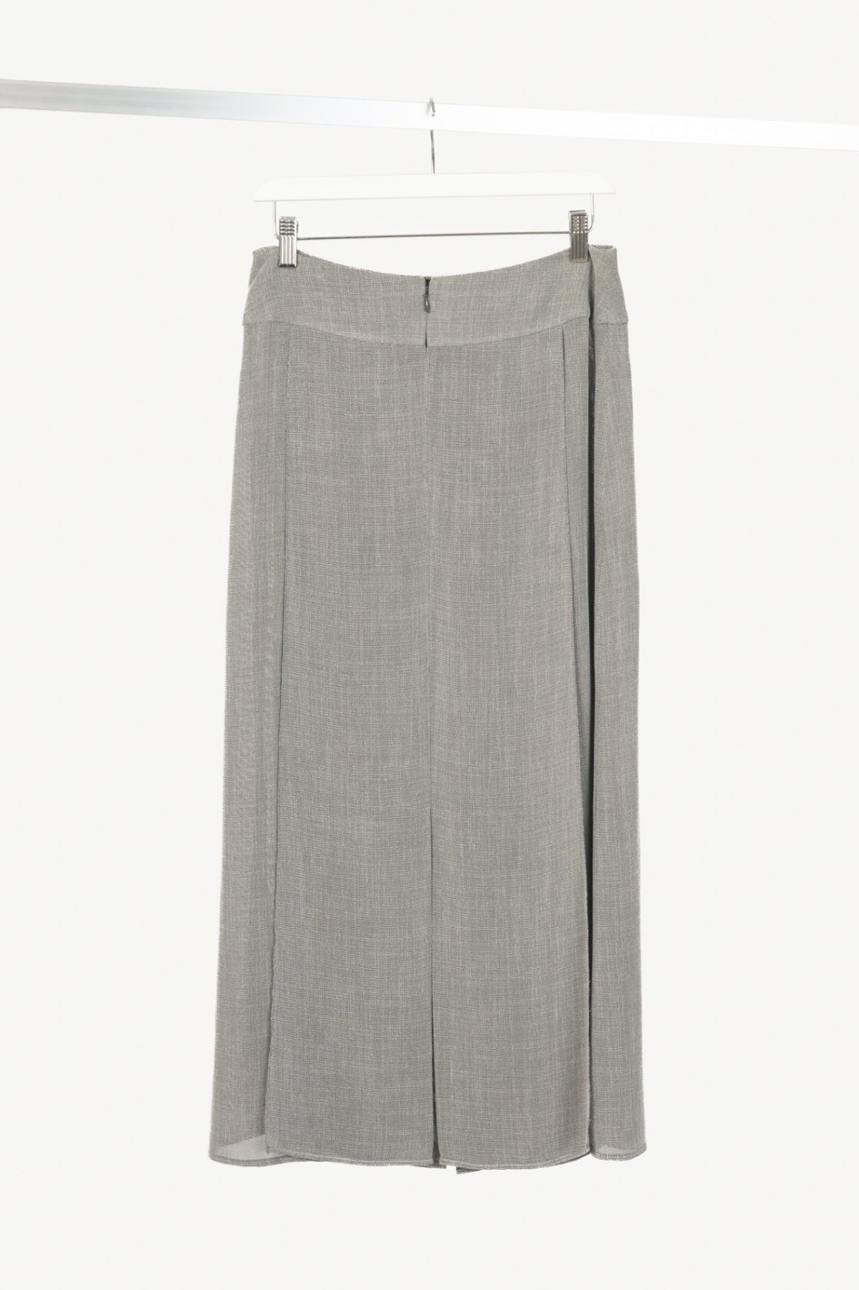Chanel 99P Grey Viscose-Blend Slit-Hem Midi Skirt