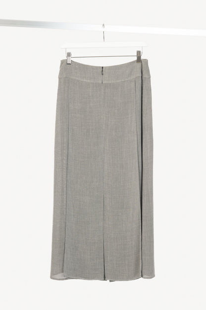 Chanel 99P Grey Viscose-Blend Slit-Hem Midi Skirt
