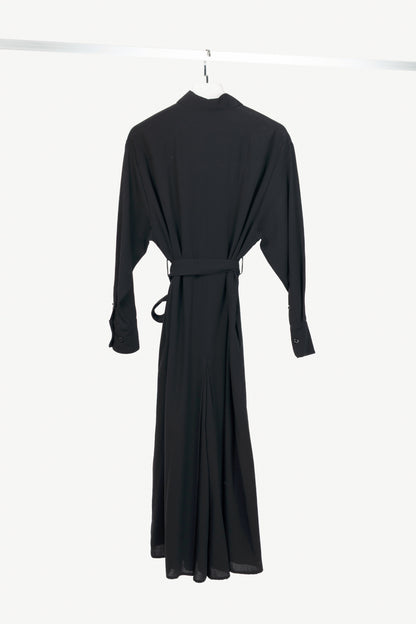 AMI Black Wool-Crepe Belted Cropped Jumpsuit