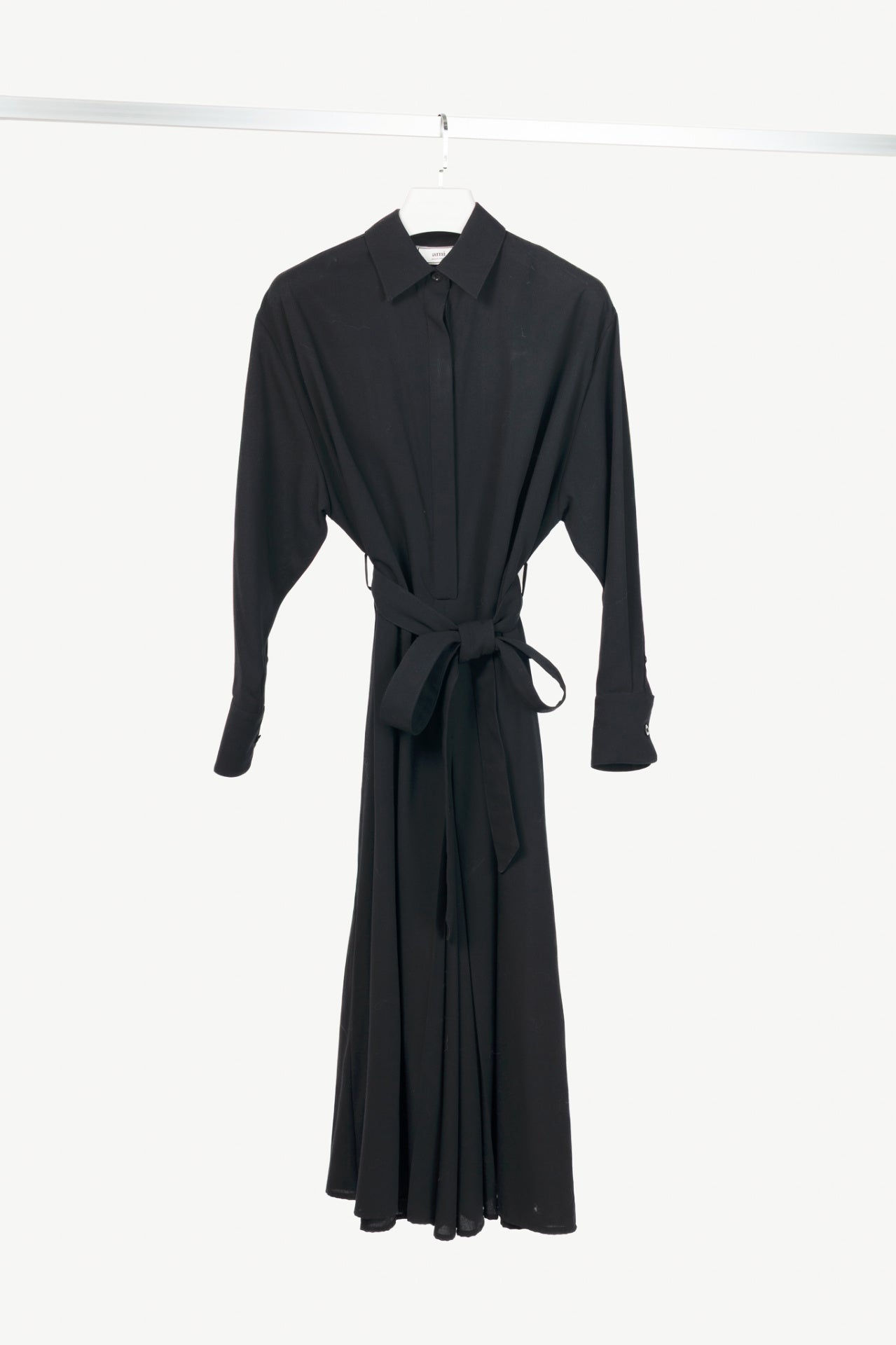 AMI Black Wool-Crepe Belted Cropped Jumpsuit