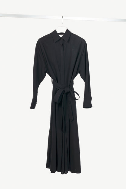 AMI Black Wool-Crepe Belted Cropped Jumpsuit