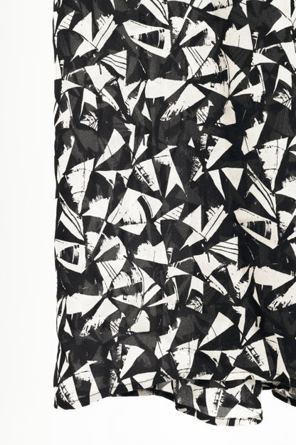 A.L.C. Patti Black & White Fan-Print Silk Zip Maxi Dress