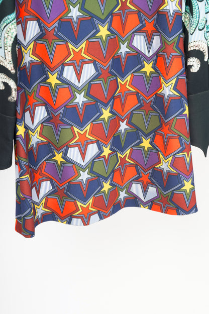 Mary Katrantzou AW16 Multicolour Pinstripe & Star-Print Mini Dress