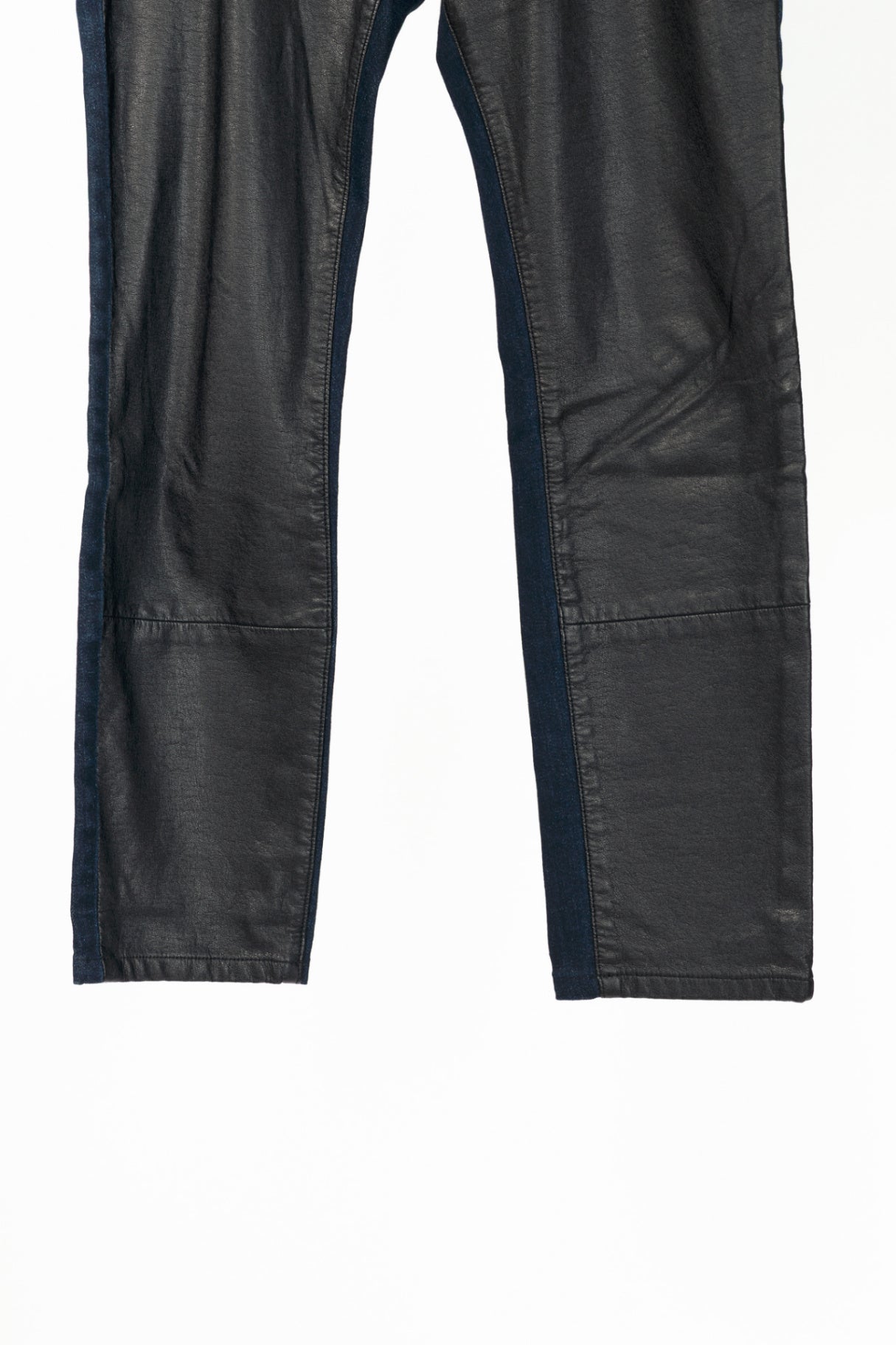 Roberto Cavalli Black Faux-Leather & Blue-Denim Skinny Jeans