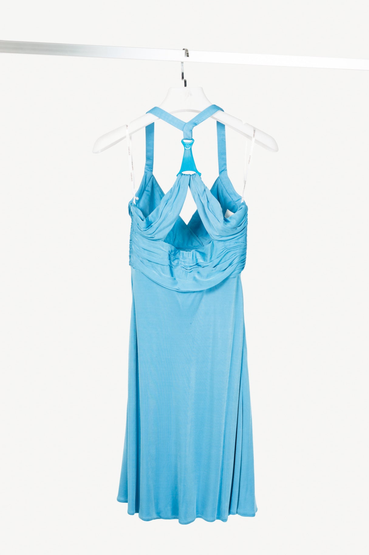 Versace Blue Viscose-Jersey Hardware-Racerback Mini Dress