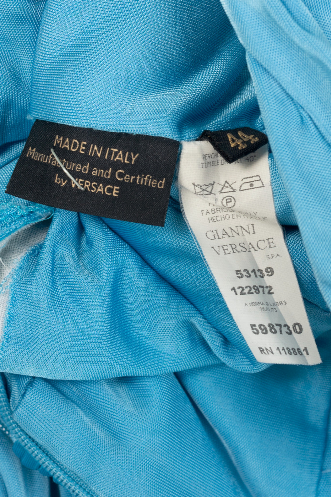 Versace Blue Viscose-Jersey Hardware-Racerback Mini Dress