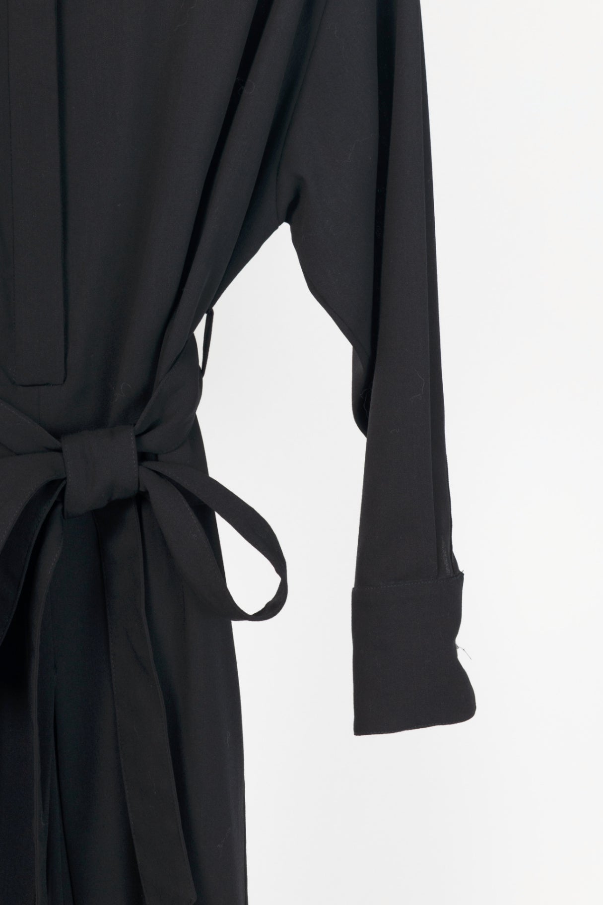 AMI Black Wool-Crepe Belted Cropped Jumpsuit