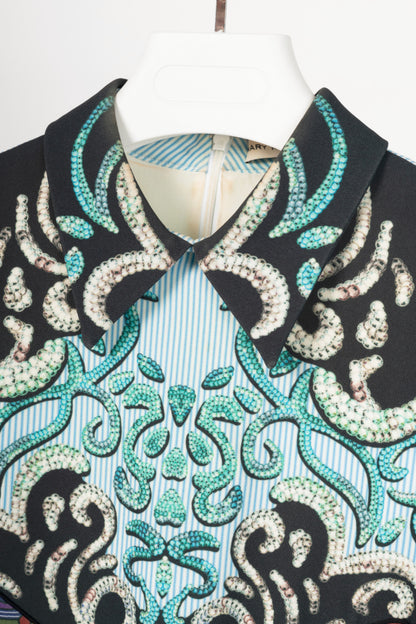 Mary Katrantzou AW16 Multicolour Pinstripe & Star-Print Mini Dress